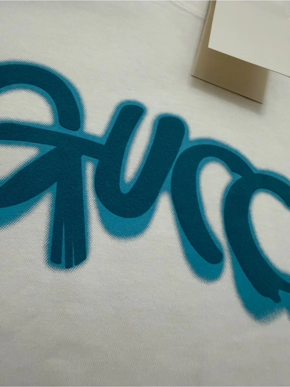 Gucci White Logo T-Shirt Blue Graphic Logo